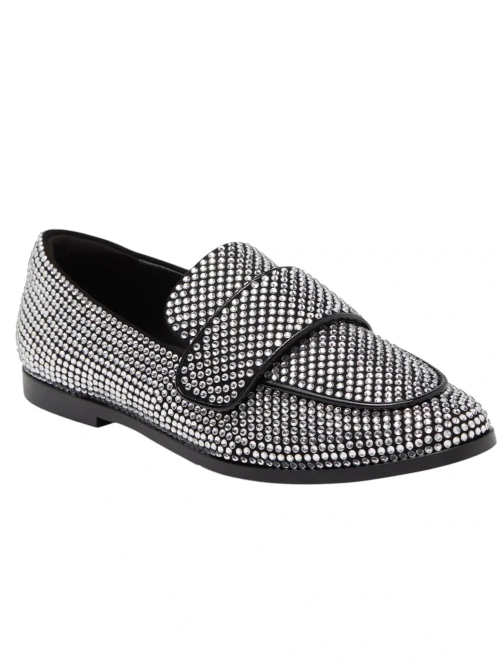 {Jeffery Campbell} Velvit-JL Black-Clear Rhinestone Loafers